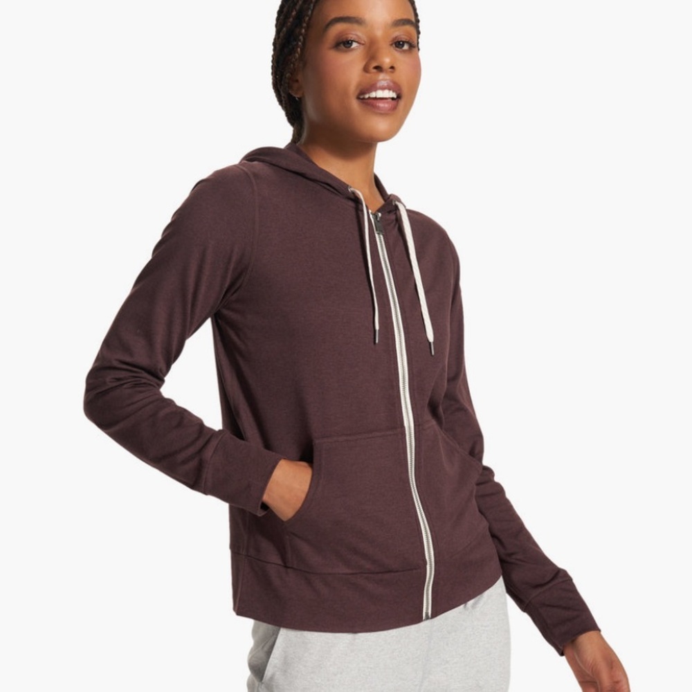Vuori Women's Zip Hoodie in Deep Brown